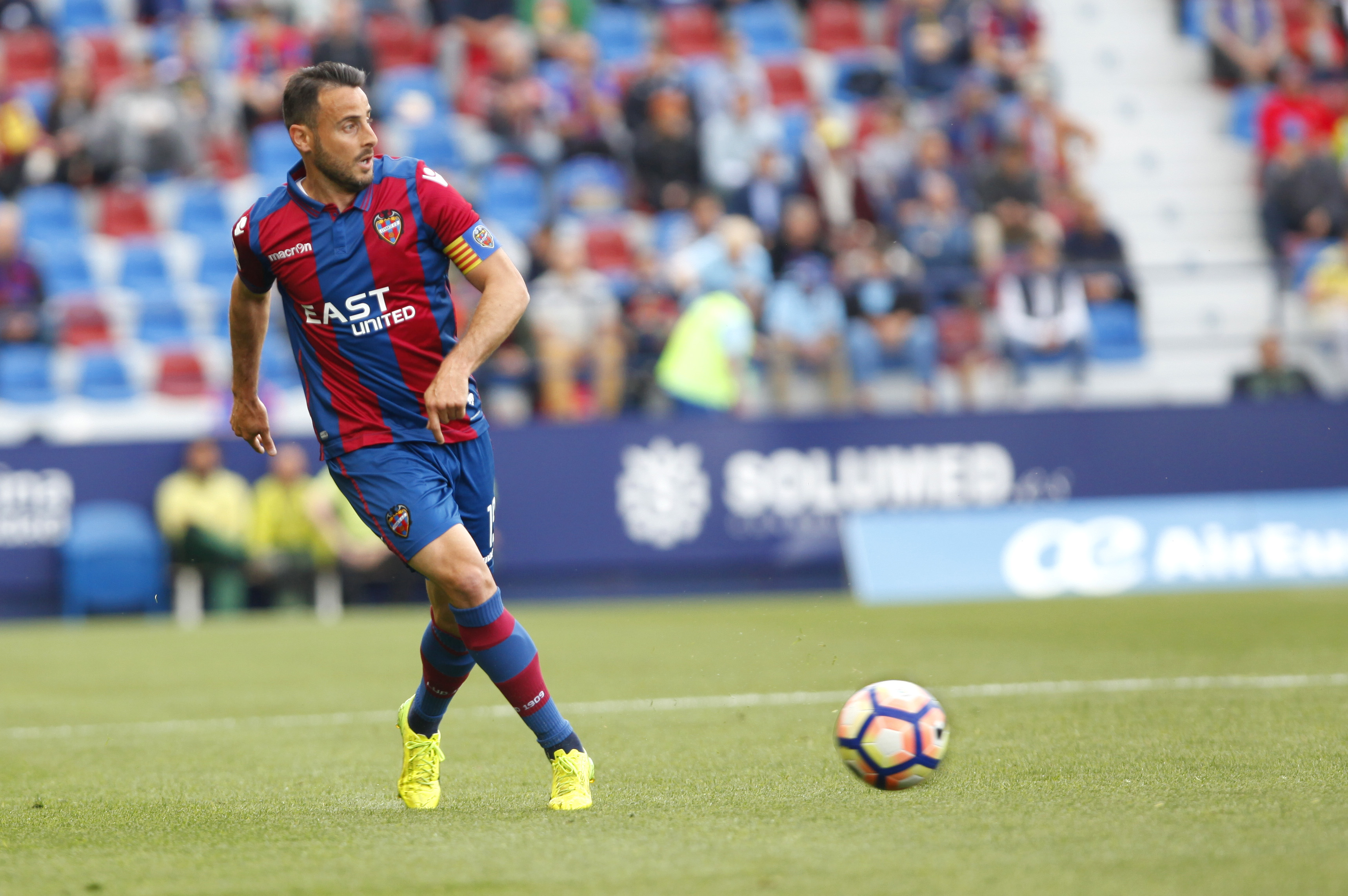 Pedro López en el choque ante el Mirandés