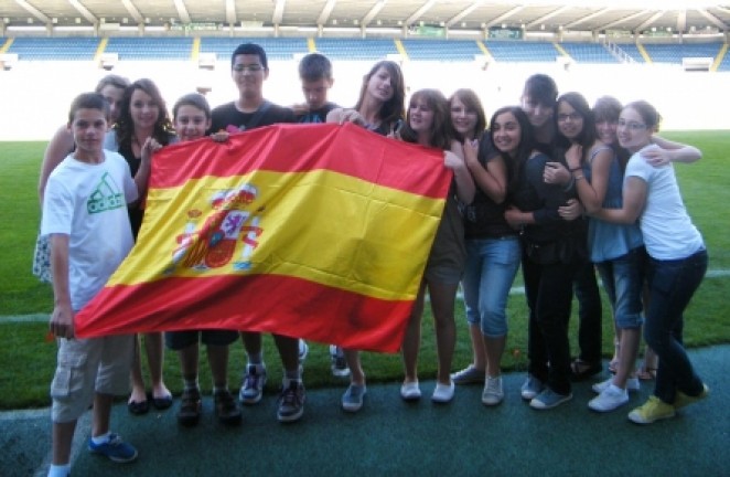 Con la bandera de España Con la bandera de España