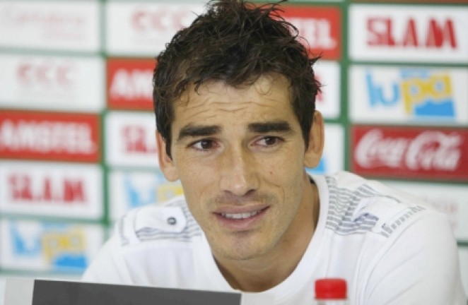 El futbolista de Barbate, en sala de prensa