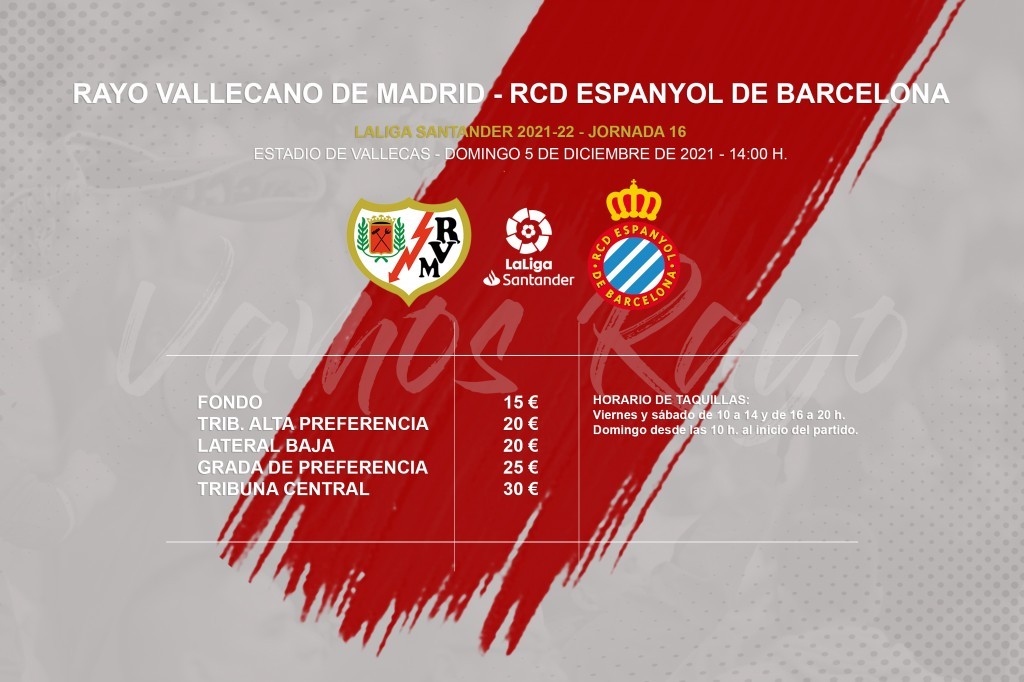 valor Logro Discriminación Entradas para el Rayo Vallecano - RCD Espanyol | Rayo Vallecano | Web  Oficial