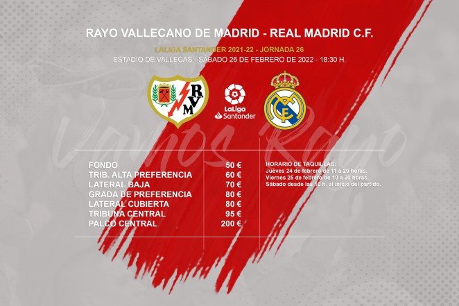 Precio entradas real madrid rayo vallecano