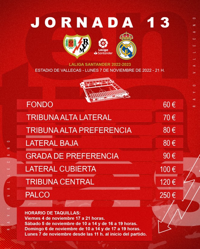 Precio entradas real madrid rayo vallecano